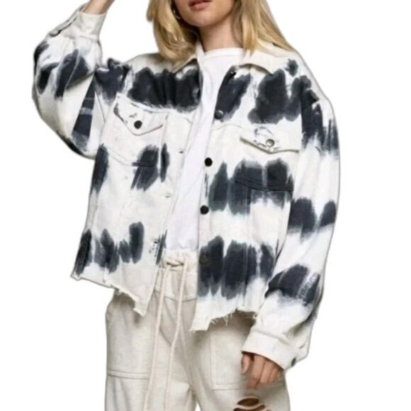 POL Jackets & Blazers - Pol Jacket Womens Small French Terry Tie Dyed Button Down Oversized Y2K Grunge